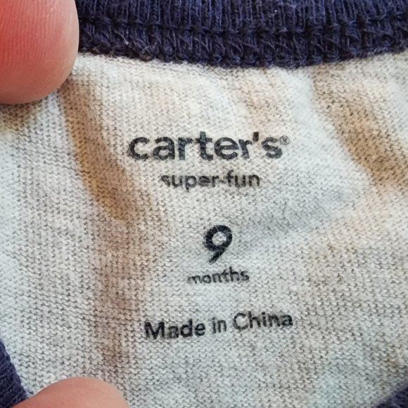 Carter's Gray "Tough Like Daddy" T-Shirt Size 9 Months - Picture 4 of 5